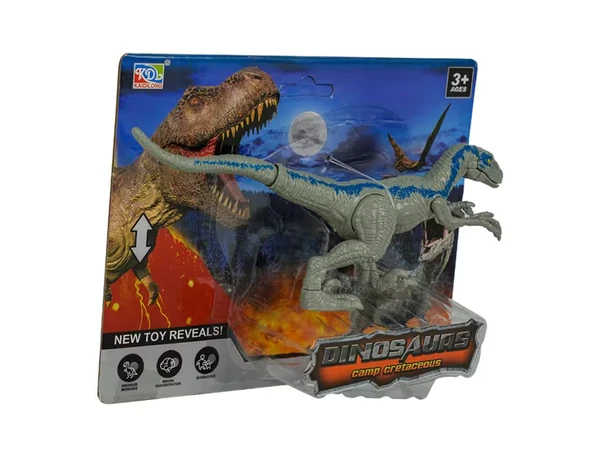 Hareketli Dinozor Figür Gri Raptor - Resim 2