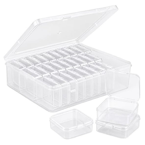 Compaxe P-Serisi 24'Lü Plastik Şeffaf Saklama Kutusu (24 Küçük + 1 Büyük Kutulu Set) ürün görseli 1