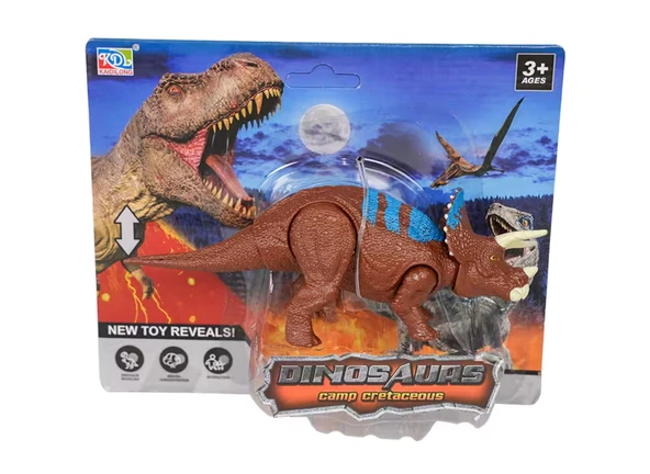Hareketli Dinozor Figür Kahverengi Triceratops ürün görseli 1