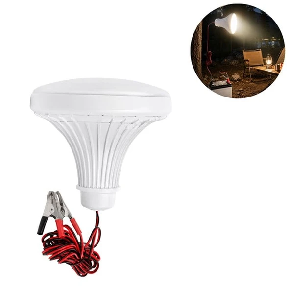 Powermaster Anahtarlı 12 Volt 24 Watt Akü Maşalı 2 Metre Kablolu Led Ampul ürün görseli 1