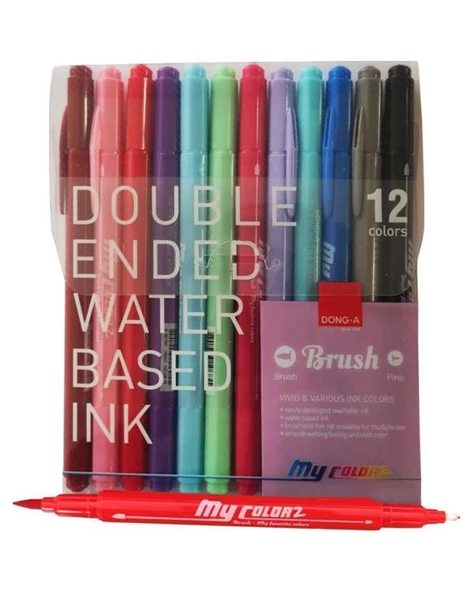 Dong A My Color Çift Taraflı Fırça Uçlu Keçeli Kalem 12 Renk ürün görseli 1
