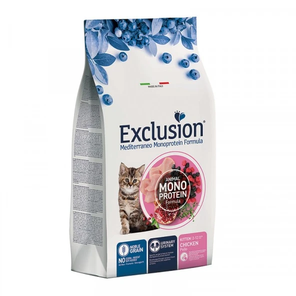 Exclusion Monoprotein Düşük Tahıllı Tavuklu Narlı ve Yaban Mersinli Yavru Kedi Maması 1,5 Kg ürün görseli 1