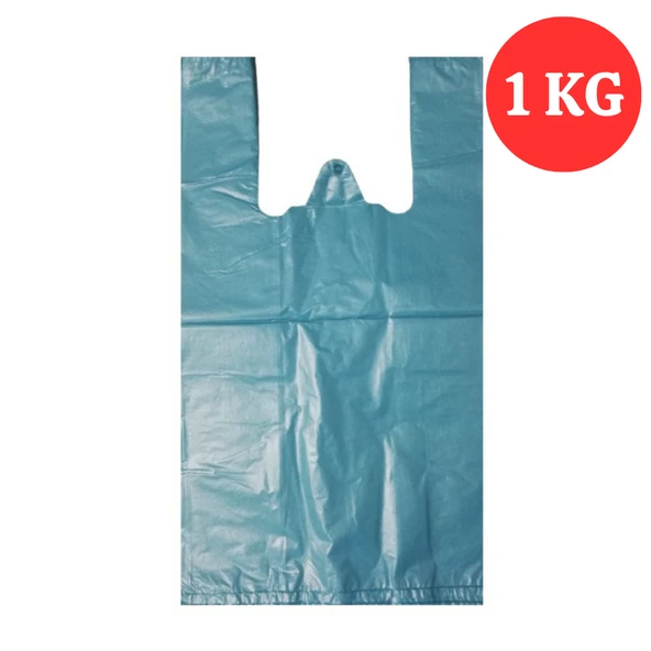 Kalın Mavi Poşet 25X45 Cm Küçük Boy 1 Kg Hışır Atlet Poşet Market Manav Poşeti Çöp Poşeti ürün görseli 1