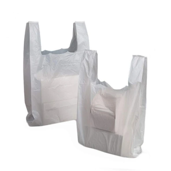 Kalın Kırık Beyaz Poşet 30x60 Cm Büyük Boy 1 Kg Hışır Atlet Poşet Market Manav Poşeti Çöp Poşeti ürün görseli 1