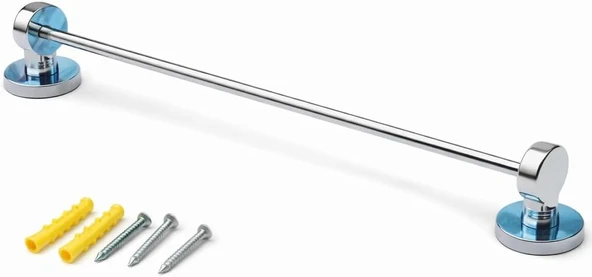 Paslanmaz Çelik Uzun Havluluk, Krom Kaplama, 42 Cm, Banyo Aksesuarı, Montaj Vidaları Dahil ürün görseli 1