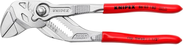 Knipex 86 03 180 Ayarlı Fort Pense Pense Anahtar Bir Alette Birleşmiştir Üzeri Plastik Kaplamalı Krom Kaplama 180 Mm ürün görseli 1