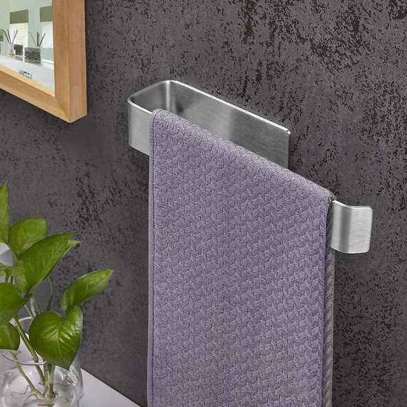 Deltahome Paslanmaz Çelik Havluluk 27Cm Uzun - Kendinen Yapışkanlı - Havlu Askısı Model: Stuttgart ürün görseli 1