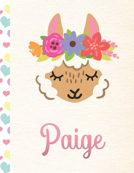 Paige: Personalized Llama Sketchbook For Girls With Pink Name - 8.5X11 110 Pages. Doodle, Draw, Sketch, Create! ürün görseli 1