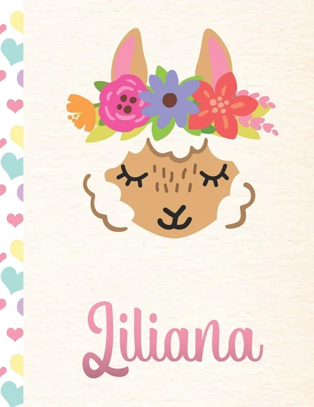 Liliana: Personalized Llama Sketchbook For Girls With Pink Name - 8.5X11 110 Pages. Doodle, Draw, Sketch, Create! ürün görseli 1