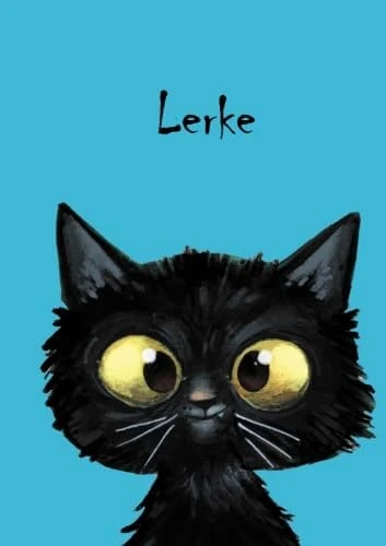 Lerke: Personalisiertes Notizbuch, Din A5, 80 Blanko Seiten Mit Kleiner Katze Auf Jeder Rechten Unteren Seite. Durch Vornamen Auf Dem Cover, Eine ... Coverfinish. Über 2500 Namen Bereits Verf ürün görseli 1
