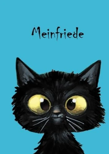 Meinfriede: Personalisiertes Notizbuch, Din A5, 80 Blanko Seiten Mit Kleiner Katze Auf Jeder Rechten Unteren Seite. Durch Vornamen Auf Dem Cover, Eine ... Coverfinish. Über 2500 Namen Bereits Verf ürün görseli 1