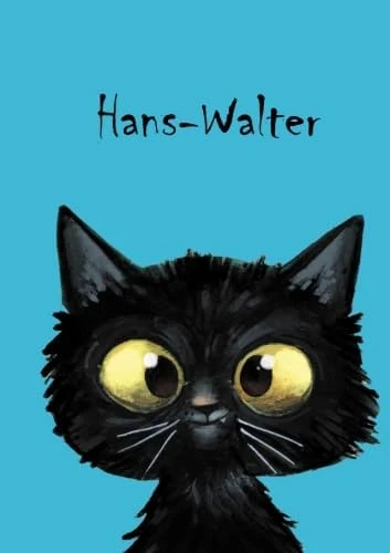 Hans-Walter: Personalisiertes Notizbuch, Din A5, 80 Blanko Seiten Mit Kleiner Katze Auf Jeder Rechten Unteren Seite. Durch Vornamen Auf Dem Cover, ... Coverfinish. Über 2500 Namen Bereits Verf ürün görseli 1