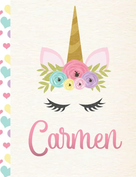 Carmen: Personalized Unicorn Sketchbook For Girls With Pink Spanish/Mexican/Latina Name - 8.5X11 110 Pages. Doodle, Draw, Sketch, Create! ürün görseli 1
