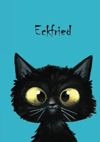 Eckfried: Personalisiertes Notizbuch, Din A5, 80 Blanko Seiten Mit Kleiner Katze Auf Jeder Rechten Unteren Seite. Durch Vornamen Auf Dem Cover, Eine ... Coverfinish. Über 2500 Namen Bereits Verf ürün görseli 1