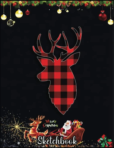 Christmas Sketch Book: Buffalo Plaid Christmas Deer Cute Christmas Women'S Deer, 120 Pages Help You Your Ideas Size 8.5 X 11 Inches Sketchbook ürün görseli 1