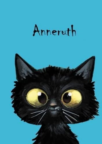 Anneruth: Personalisiertes Notizbuch, Din A5, 80 Blanko Seiten Mit Kleiner Katze Auf Jeder Rechten Unteren Seite. Durch Vornamen Auf Dem Cover, Eine ... Coverfinish. Über 2500 Namen Bereits Verf ürün görseli 1