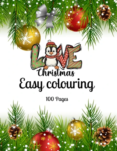 Christmas Coloring Book For Kids Or Adults 100Pp, 8.5 With 11Inche, Easy Christmas Colouring Books, All About Christmas, Santa Claus,: Christmas ... Colouring Books, All About Christmas ürün görseli 1