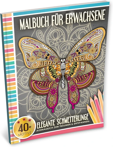 Malbuch Für Erwachsene: Elegante Schmetterlinge (Kleestern®, A4 Format, 40+ Motive): Volume 4 (A4 Malbuch Für Erwachsene) ürün görseli 1