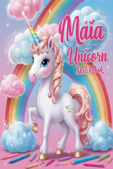 Maïa: Personalized Unicorn Sketchbook For Girls With Pink Name: Maïa: Personalized Unicorn Sketchbook For Girls With Pink Name Doodle, Sketch, Create! ürün görseli 1