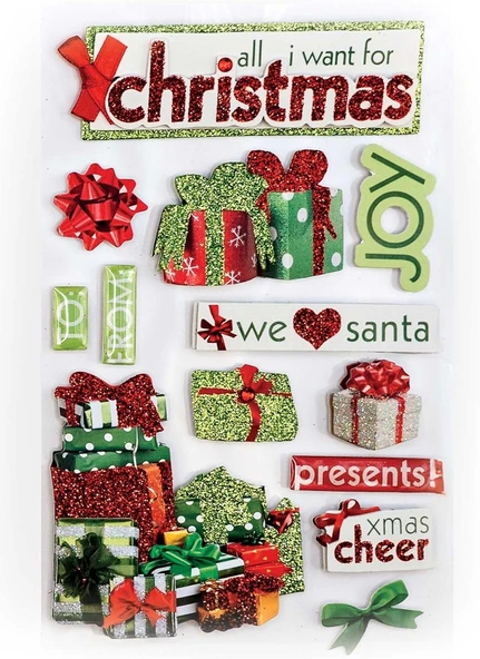 Paper House Productions 3D Çıkartmalar 4,5"X8,5"-All I Want For Christmas ürün görseli 1