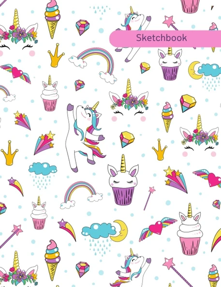 Sketchbook Unicorn Lover Sweet Pattern: Sketchbook For Writing And Drawing, Painting, Sketching Or Doodling, Large For Girls And Unicorn Lover (8.5 X ... - 120 Pages Glossy Cover (Kids Drawing Books) ürün görseli 1