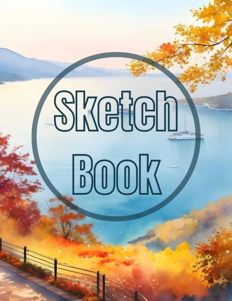Sketch Book: Watercolor Autumn In The Sea View Cover Page Sketchbook Blank Paper Pad 8.5" X 11" - 120 Pages Blank Paper Book For ... Unlined Journal Cover Sketchbooks ürün görseli 1