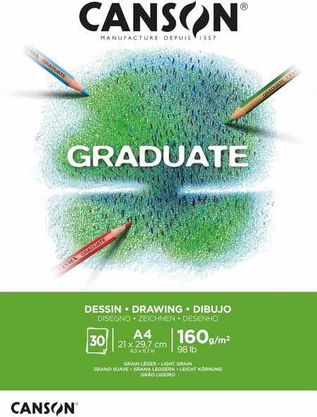 Canson Graduate - C400110365 Çizim Kağıdı - Çizim Defteri, Din A4, 30 Yaprak, 160 G/M² Beyaz ürün görseli 1