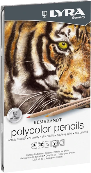 Lyra Rembrandt Polycolor Kuruboya, 12'Li Metal Kutu ürün görseli 1