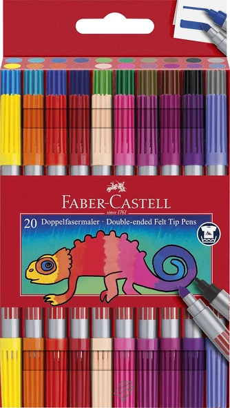 Faber-Castell Çift Taraflı Keçeli Kalem, 20 Renk ürün görseli 1