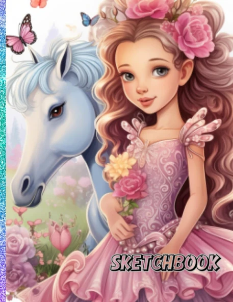 Princess Sketchbook For Girls, Cute, For Drawing, Sketching, Doodling, 120 Pages, 8.5"X11" ürün görseli 1