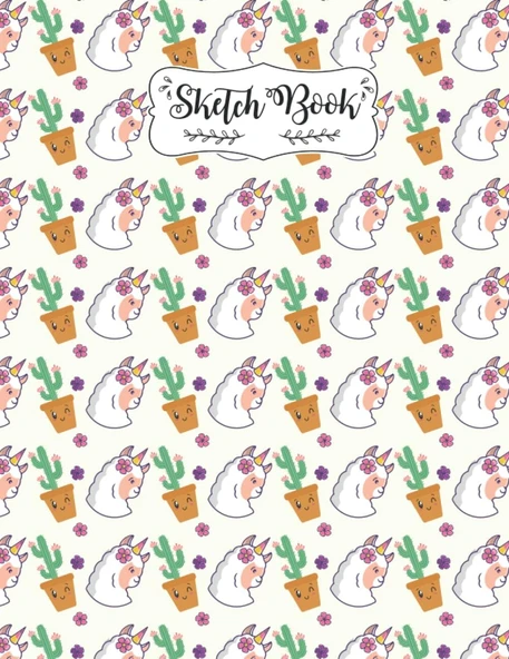 Pattern Llama Cactus And Floral Sketchbook: A Blank Pages Reverse Color Alpaca Sketch Book For Kids, Teen School And College Students Awesome Birthday Gift For Kids, Women, Girls Llamazing Draw ürün görseli 1