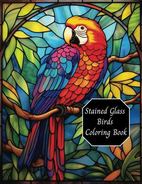 Independently Published Stained Glass Birds Coloring Book, Adults Coloring Book, 50 Stained Glass Windows, 8.5X11, 100 Pages, Great For Relaxation And Stress Reduction ürün görseli 1