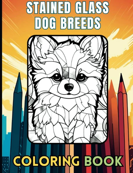 Independently Published Stained Glass Dog Breeds Coloring Book: Canine Species Races Tinting Pad For Pass The Time Distract Or Amuse And Enhance Kids Psychomotricity Hound Lovers Gift Sketch Imaginat ürün görseli 1