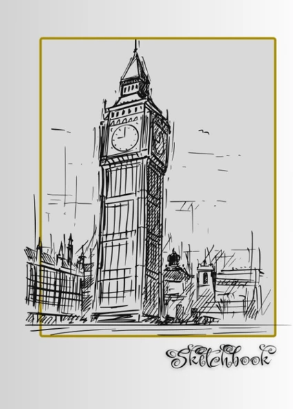 Sketchbook: London City Scene, Large 8.5" X 11", 110 Pages, Perfect For Everyone, Crayons, Pencils, Drawing And Sketching ürün görseli 1