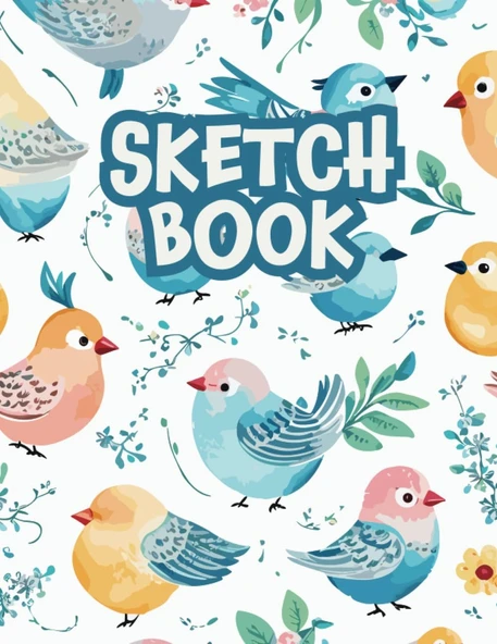 Sketchbook: Drawing Pad For Kids, Blank Paper Sketch Book For Drawing Practice, Sketchbook For Kids 9-12 (Size 8.5 X 11), Drawing Notebok With Birds ürün görseli 1