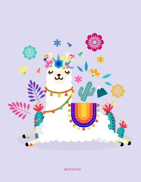 Independently Published Adorable Llama With Vibrant Colors Sketch Pad For Kids: Drawing/Coloring Activity Book With Blank Pages ürün görseli 1