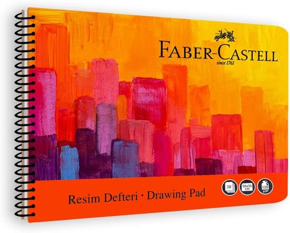 Faber-Castell Resim Defteri, 35X50 Cm, 30 Yaprak, Sert Karton Kapak, Spiral Cilt, 120G Kaliteli Kağıt, Perforajlı Sayfalar, Boyama Teknikleri Sayfası ürün görseli 1