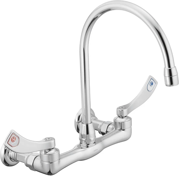 Moen 8126 Commercial M-Dura Çift Kulplu Duvar Askısı Utility Musluk 2,2 Gpm, Krom ürün görseli 1