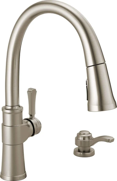 Faucet Spargo Fırçalanmış Nikel Mutfak Bataryası, Aşağı Çekmeli Püskürtücülü Mutfak Bataryaları, Mutfak Lavabo Bataryası, Mutfak Lavabo Bataryası, Sabunluk, Spotshield Paslanmaz 19964Z-Spsd-Dst ürün görseli 1
