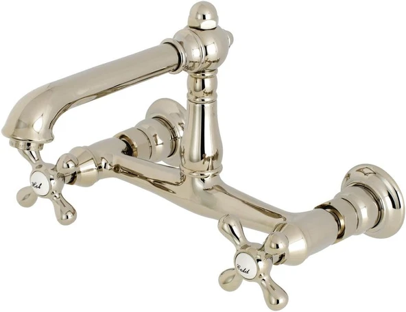 Brass Ks7246Ax English Country 20,32 Cm Merkez Duvara Monte Gemi Lavabo Musluğu, Cilalı Nikel, 6-5/8" Ağız Erişiminde ürün görseli 1