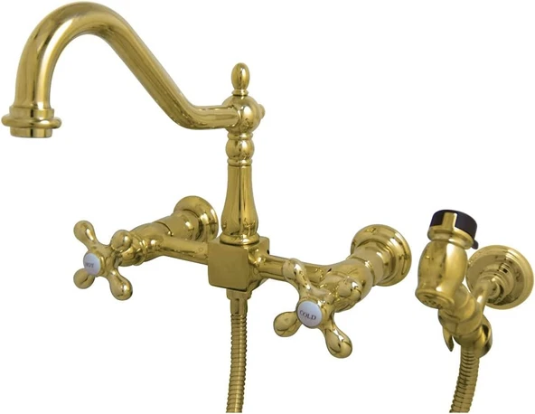 Brass Ks1242Axbs Heritage Bridge Mutfak Bataryası, Parlak Pirinç, 8,5 X 8,13 X 2,25 ürün görseli 1