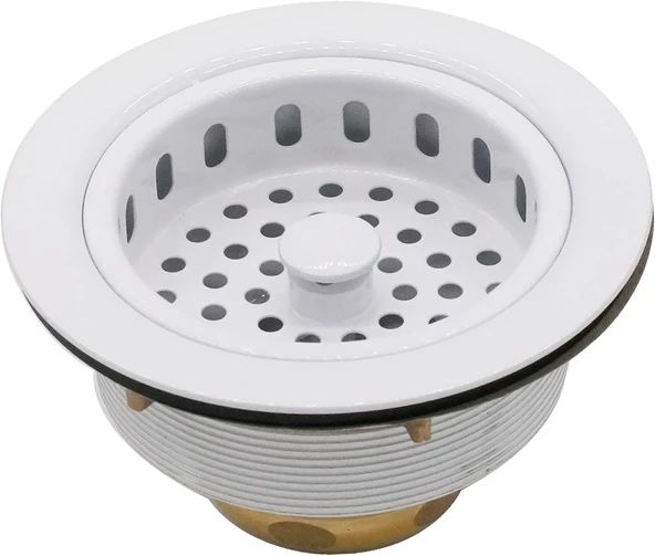 Westbrass D214-50 3-1/2" Post Büyük Mutfak Lavabo Sepeti Süzgeç, 1'Li Paket, Toz Boya Beyaz ürün görseli 1