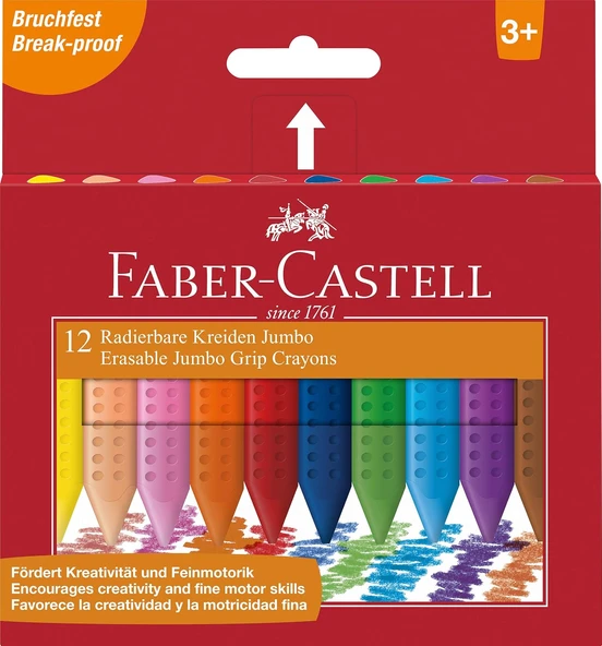 Faber-Castell Mum Boya, 12 Renk, Silinebilir, Parlak Renkler, Kalemtıraşla Açılabilir, Ergonomik Tutuş ürün görseli 1