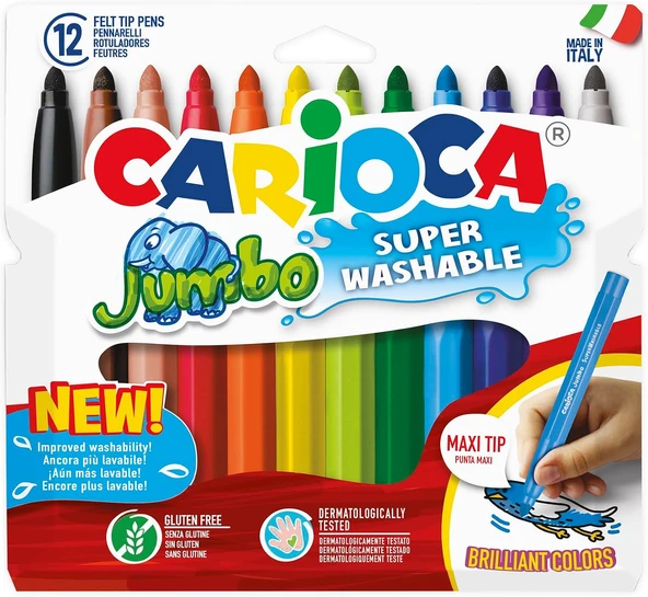 Carioca Süper Yıkanabilir Keçeli Boya Kalemi, 12'Li ürün görseli 1