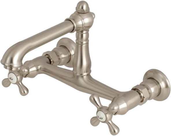Brass Ks7248Ax English Country 20,32 Cm Merkez Duvara Monte Gemi Lavabo Musluğu, Fırçalanmış Nikel, 6-5/8" Ağız Erişiminde ürün görseli 1