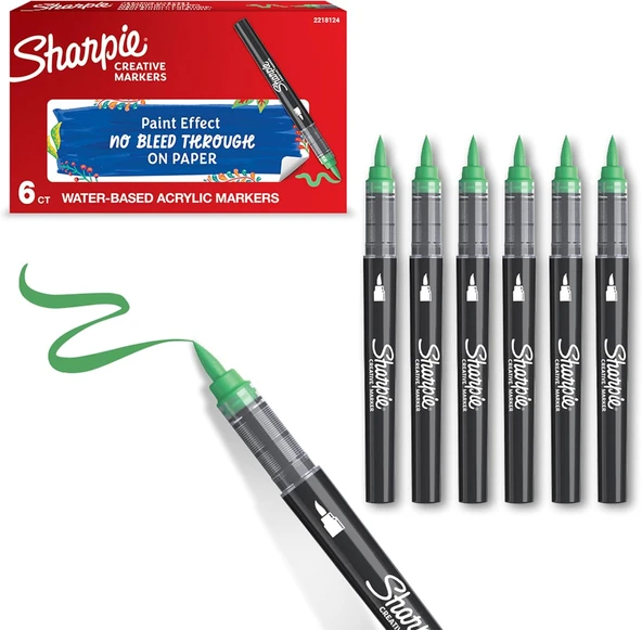 Sharpie Akrilik Markör, Fırça Uç, Zümrüt Yeşili ürün görseli 1