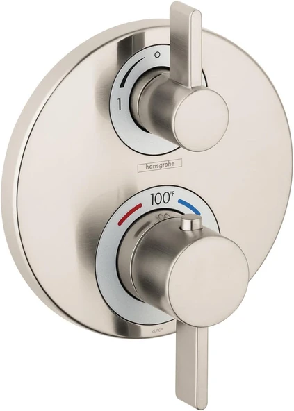 Hansgrohe Ecostat S Minimalist Hacim Otomatik Sıcaklık 2 Saplı 15,24 Cm Genişliğinde Termostatik Duş Pervazı, Fırçalanmış Nikel Yönlendiricili Kaba Valf Için, 15758821 ürün görseli 1