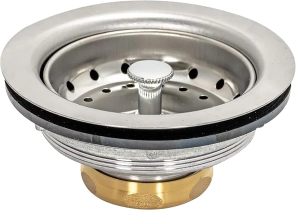 Ez-Flo Mutfak Lavabo Süzgeci 30003, Pirinç Eklemli, Paslanmaz Çelik Sepet, 8.9-10.2 Cm Açıklık ürün görseli 1