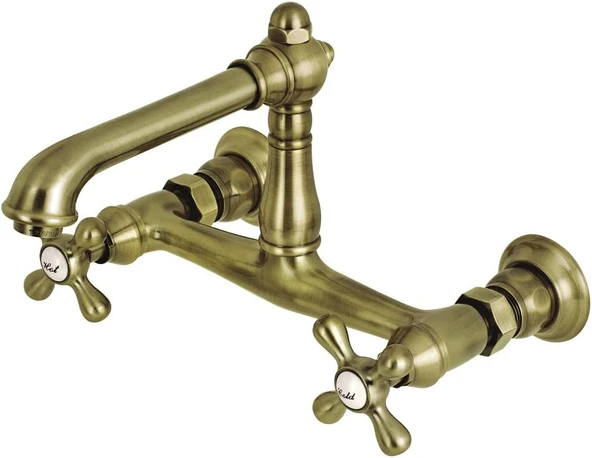 Brass Ks7243Ax 8-İnç Merkezi Duvara Monte Banyo Bataryası, Antik Pirinç ürün görseli 1