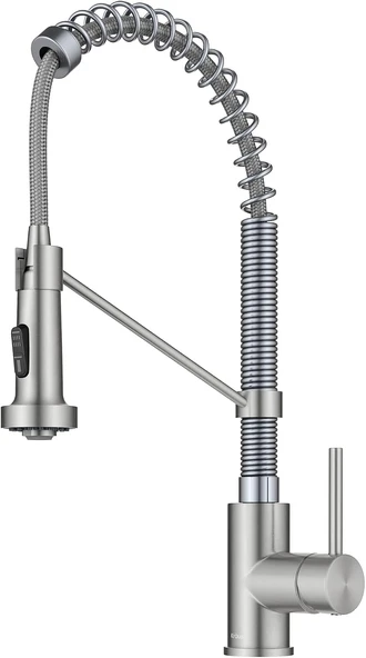 Kraus Kpf-1610Ssch Bolden 45,7 Cm Ticari Mutfak Armatürü, Çift Fonksiyonlu, Uzatılabilir Püskürtme Başlığı, Tüm Brite Kaplama, Paslanmaz Çelik/Krom ürün görseli 1